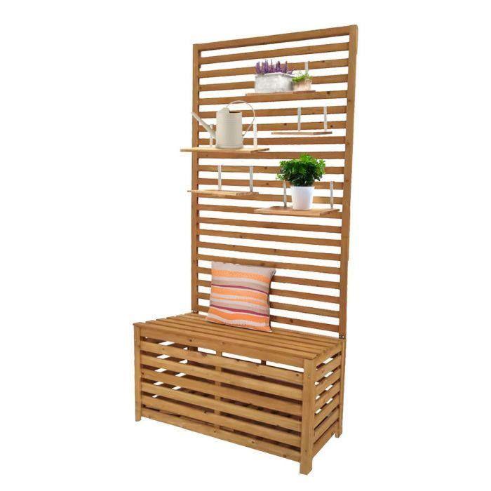 Garden Chest with Shelves - Divit GR1 - Fir Wood - Integrated Bench - 80×40×170 Cm