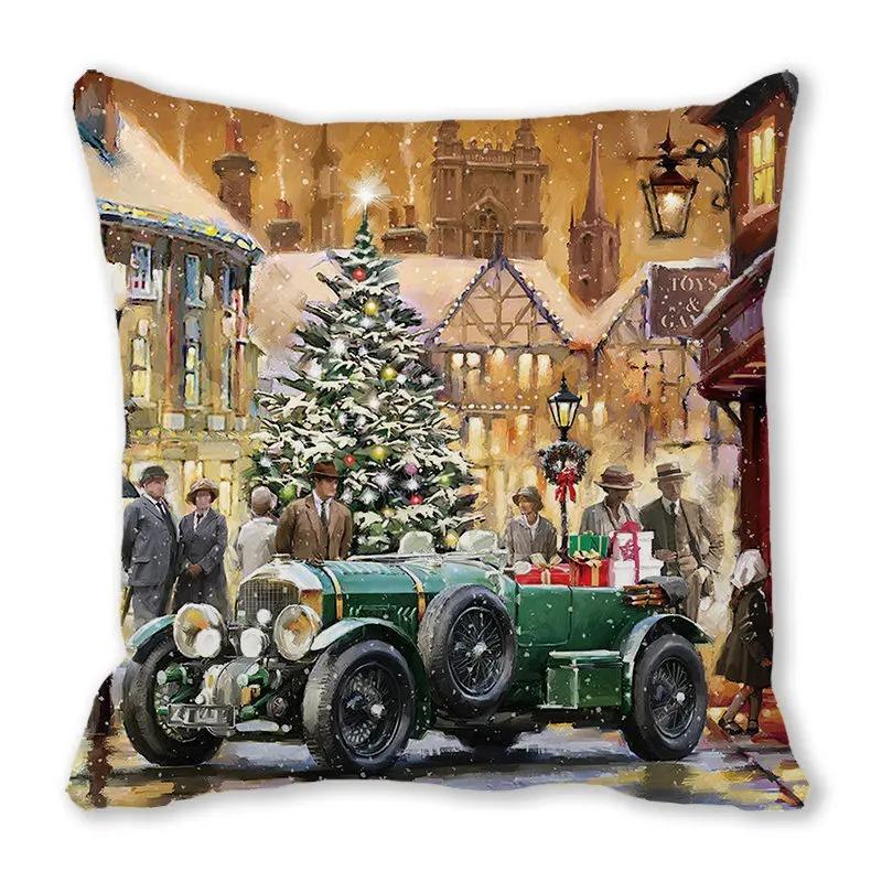 Christmas Themed Pillowcases Car Accessories Office Santa Claus Living Room Sofa Home Pillowcases