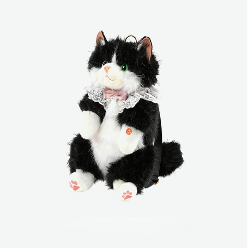 1Pcs Lolita Cartoon Personality Backpack With Sound Women Cat Plush Doll Small Capacity Daypack Cute Realistic Ragdoll Backpack