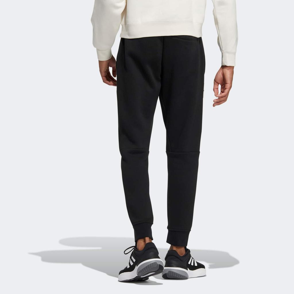 Adidas Label Contrast Logo Print Joggers Men Bottoms Black IB2769