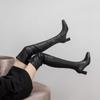 Sleek Kendall Jenner Patent Leather Thigh-High Boots - Autumn/Winter Collection with Elastic High Heels and Plus Velvet Finish