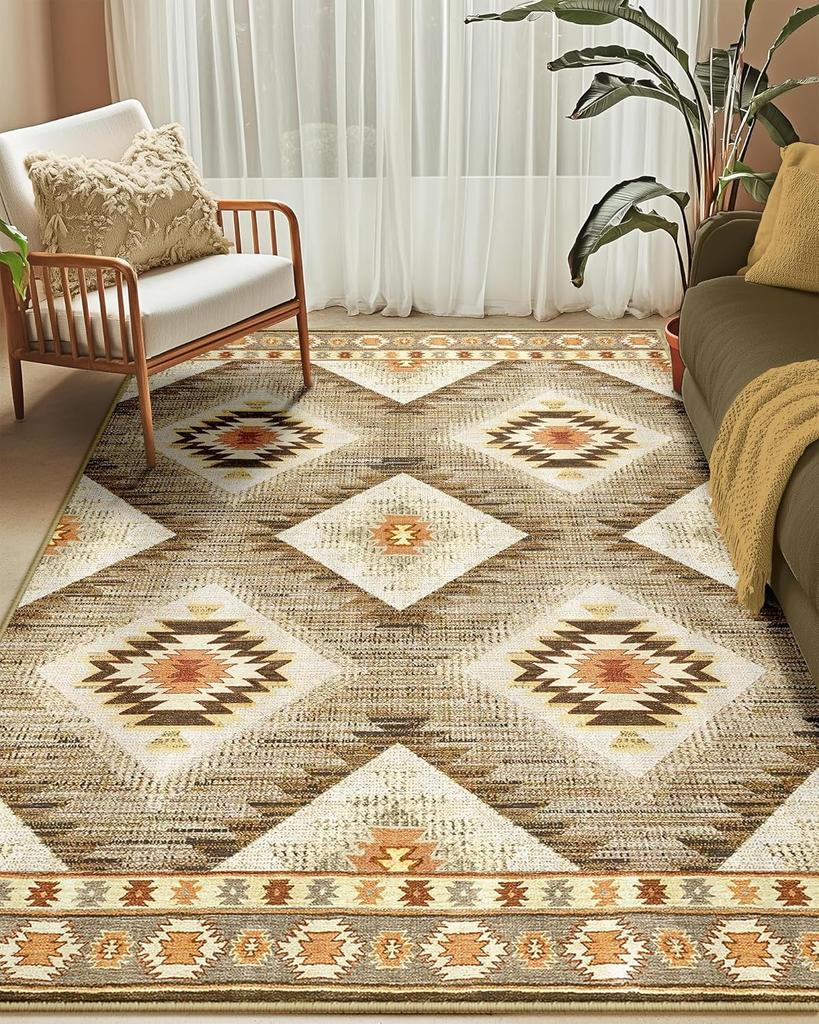 VIKANA Vintage Bohemian Carpet Living Room Sofa Wear-Resistant Floor Mat Bedroom Soiled Floor Mat Home Decoration