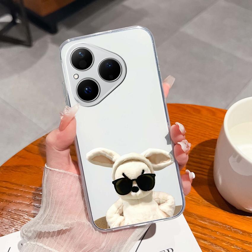 For Huawei Pura 80 70 Pro Plus Ultra Honor X6C 8C Phone Bags Cute Big Eyed Black Cat Patterns Luxury Transparent Lens Protection Case For Huawei Shell