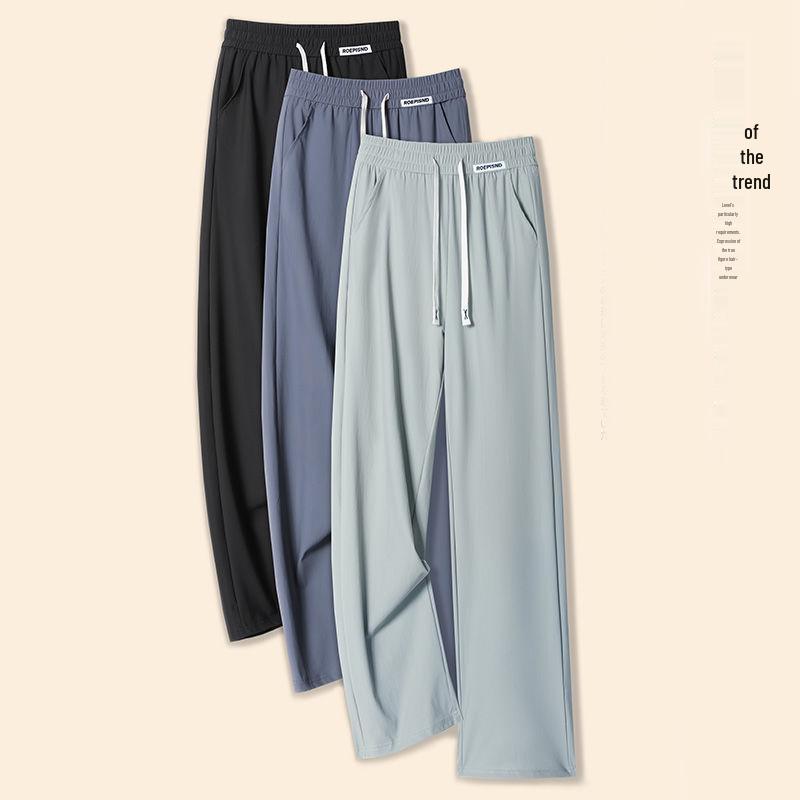

2024 Women s Summer Ice Silk Straight-Leg Pants - Slim Nine-Point Style S