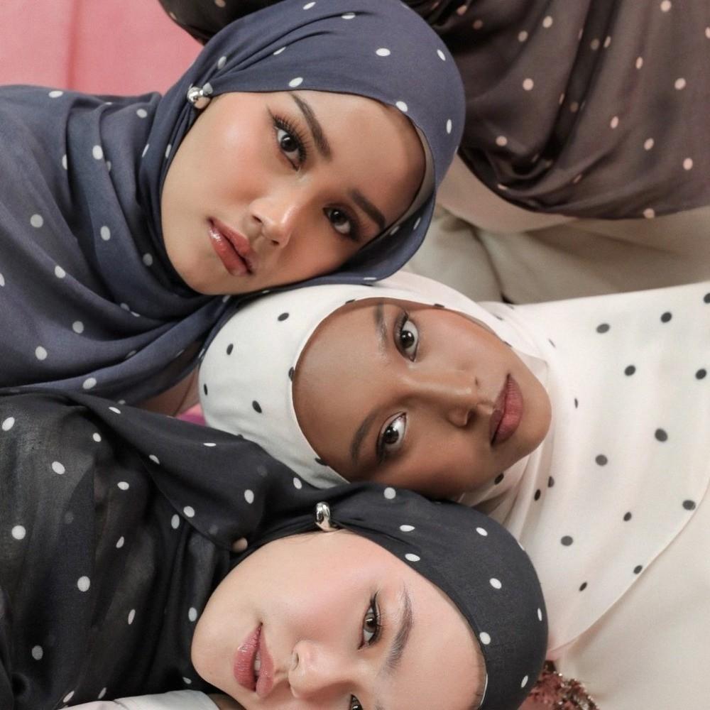 Baumwoll-Hijab-Schal Sonnenschutz Dünner Großer Schal Atmungsaktives Punktmuster Kopftuch Damen