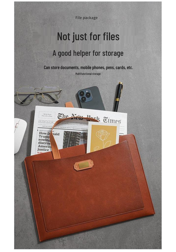Waterproof Leather A4 Document Bag for Office & Business Storage