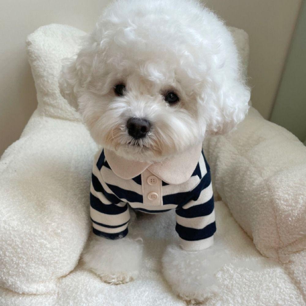 

Soft Puppy Striped Pullover Breathable Dog Casual T-shirt Striped Pet T-Shirt for Dogs Cats XS синій