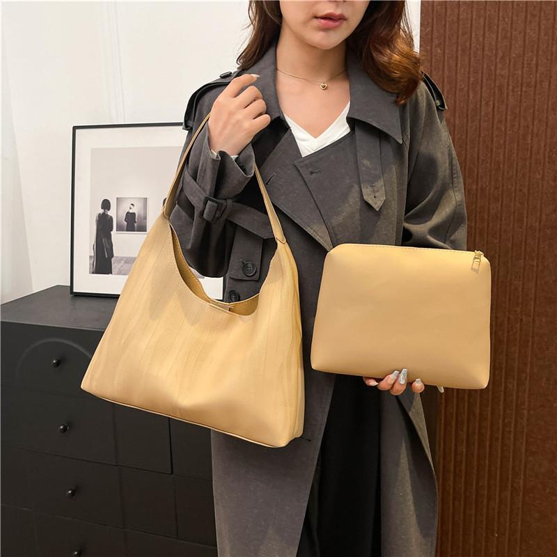 Elegant Fashionable Minimalist Tote Bag For Women Versatile Shoulder Handbag In Black White Khaki And Brown