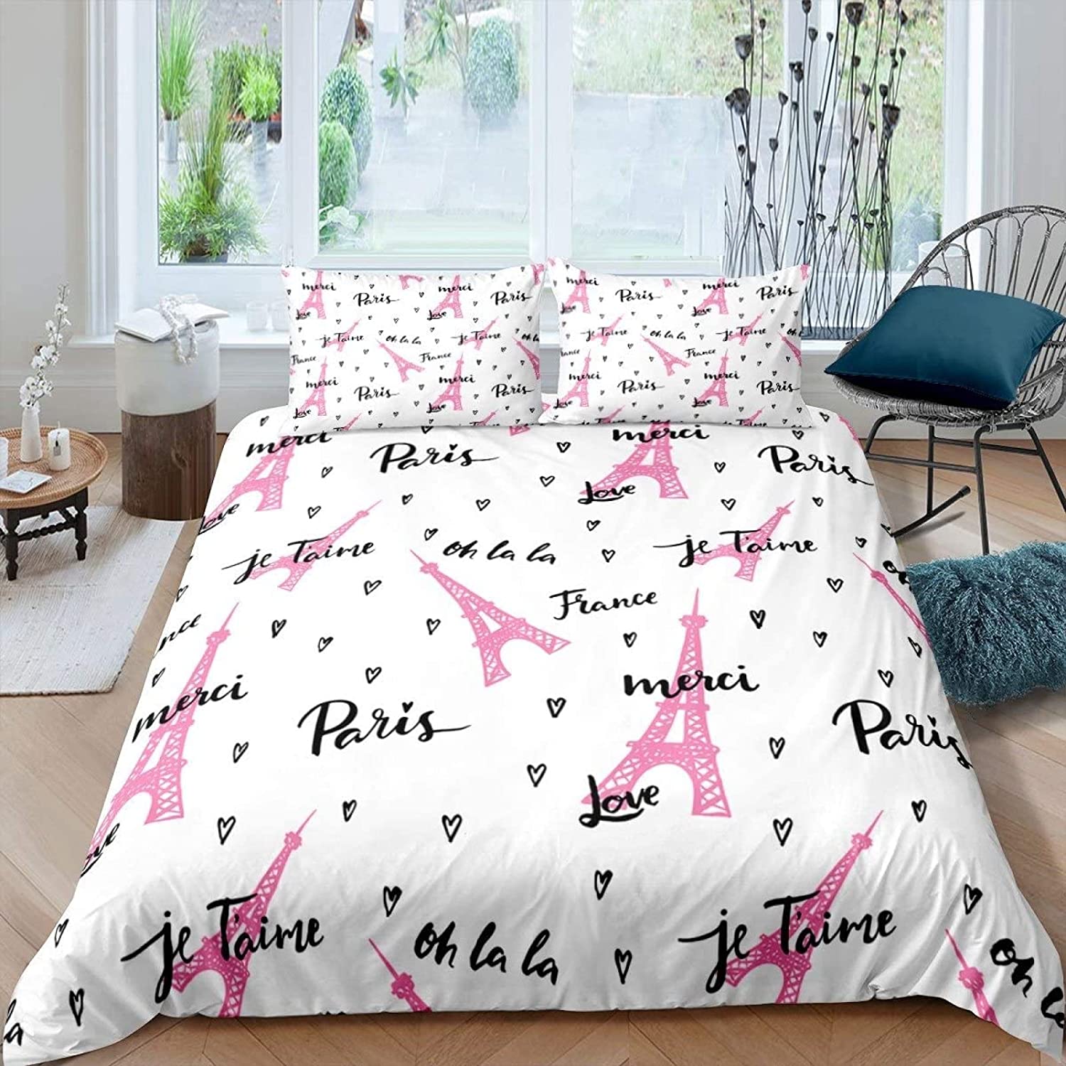 

Pink Paris Eiffel Tower Architecture 3D Print Bedding Set Cozy Soft Duvet Cover King Queen Twin Size Birthday Gift Room Decor EU Single 135x200cm