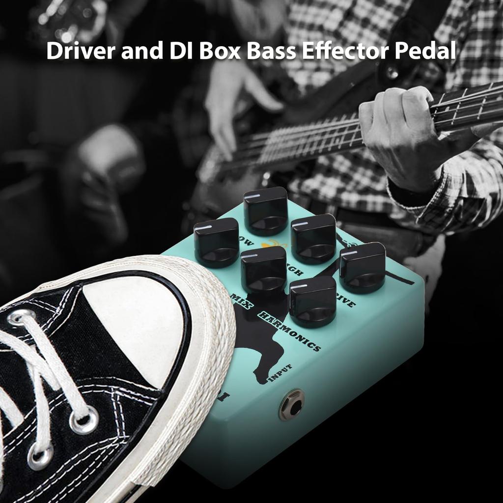 Daconovo Driver and DI Box Bass Effect Pedal for Electric Bass XLR Output Bass Amplifier True DC 9V with Interface Guitar, Pedal, Bypass, 6.35mm