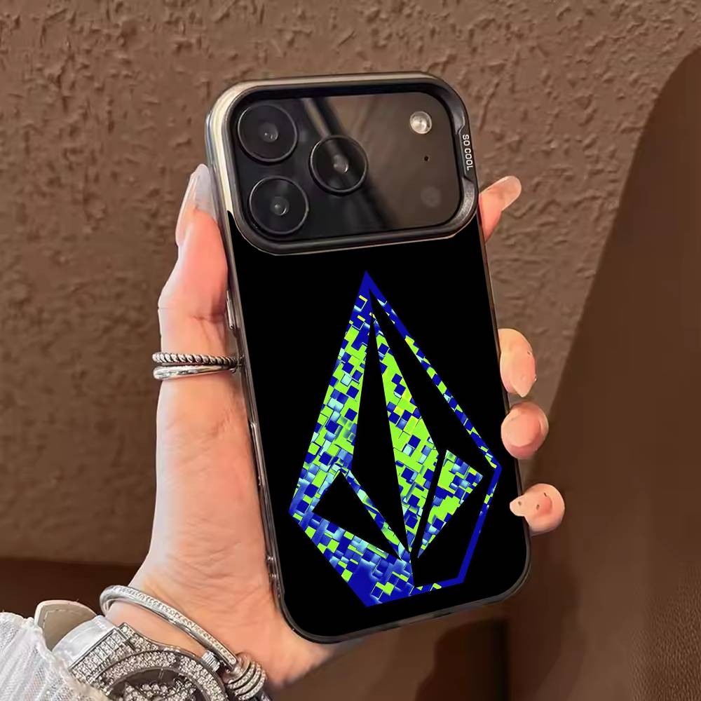 Volcom sport style  Phone Case For iPhone 17,16,15,14,13,12,11,Pro Max,Plus black Candy Silver Cover