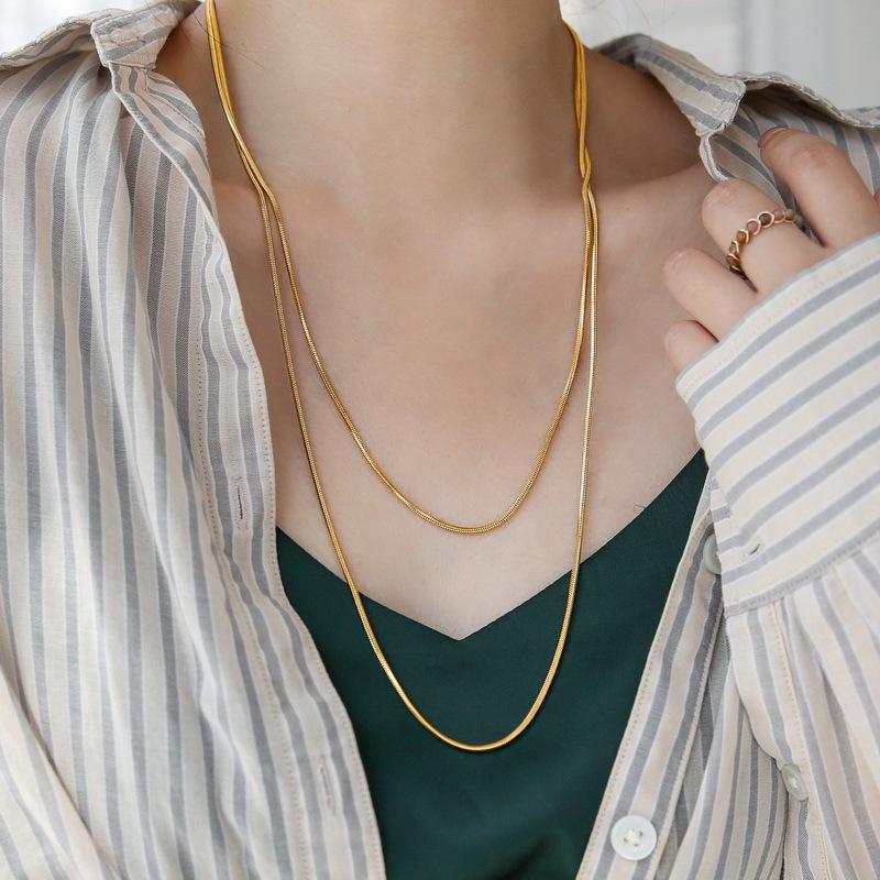 316L Stainless Steel  Necklace Thick Snake Bone Chain Double Necklace Statement Necklace Female Necklace Chain Wholesale