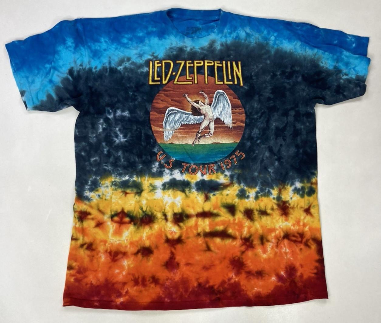 Led Zeppelin US Tour 1975 Graphic T-shirt Men XXL Multicolor Tie Dye Music M