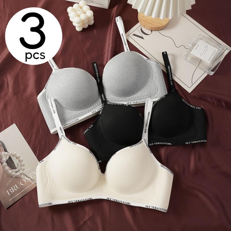 1/3PCS Girls Thick Sponge Cup Bra Push Up Soft Cotton Underwear Women Seamless Lingerie Female Wireless Bralette