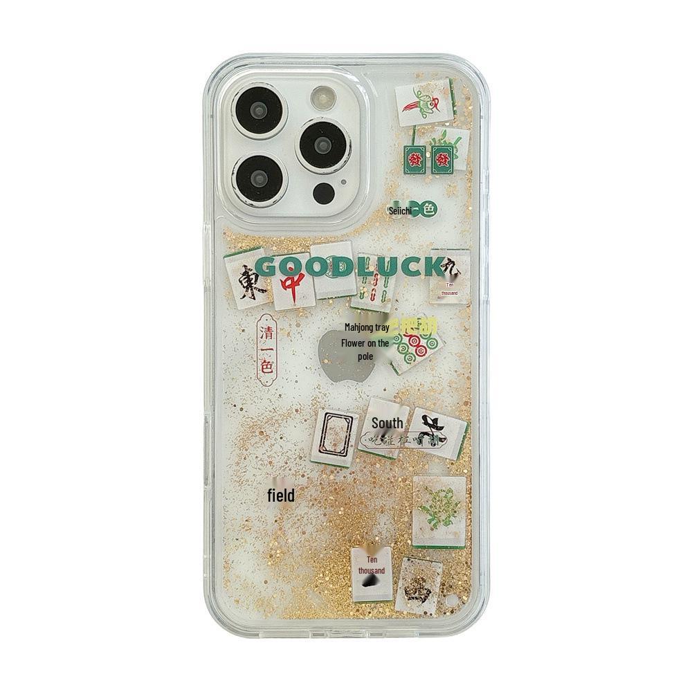 Anti-Drop Quicksand Mahjong Case for iPhone 14/13/17/16/15 Pro Max 17 Pro