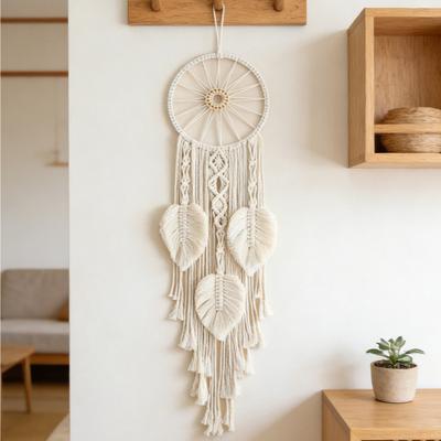 Large Boho Wall Hanging Leaves Tapestry Handmade Woven Tassels Leaf Wall Art for Bedroom Living Room Apartment Office Home Decor