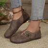 Eleganti scarpe con fibbia a punta rotonda - suola morbida, tinta unita, casual, comode scarpe singole per le donne - perfette per l'uso quotidiano