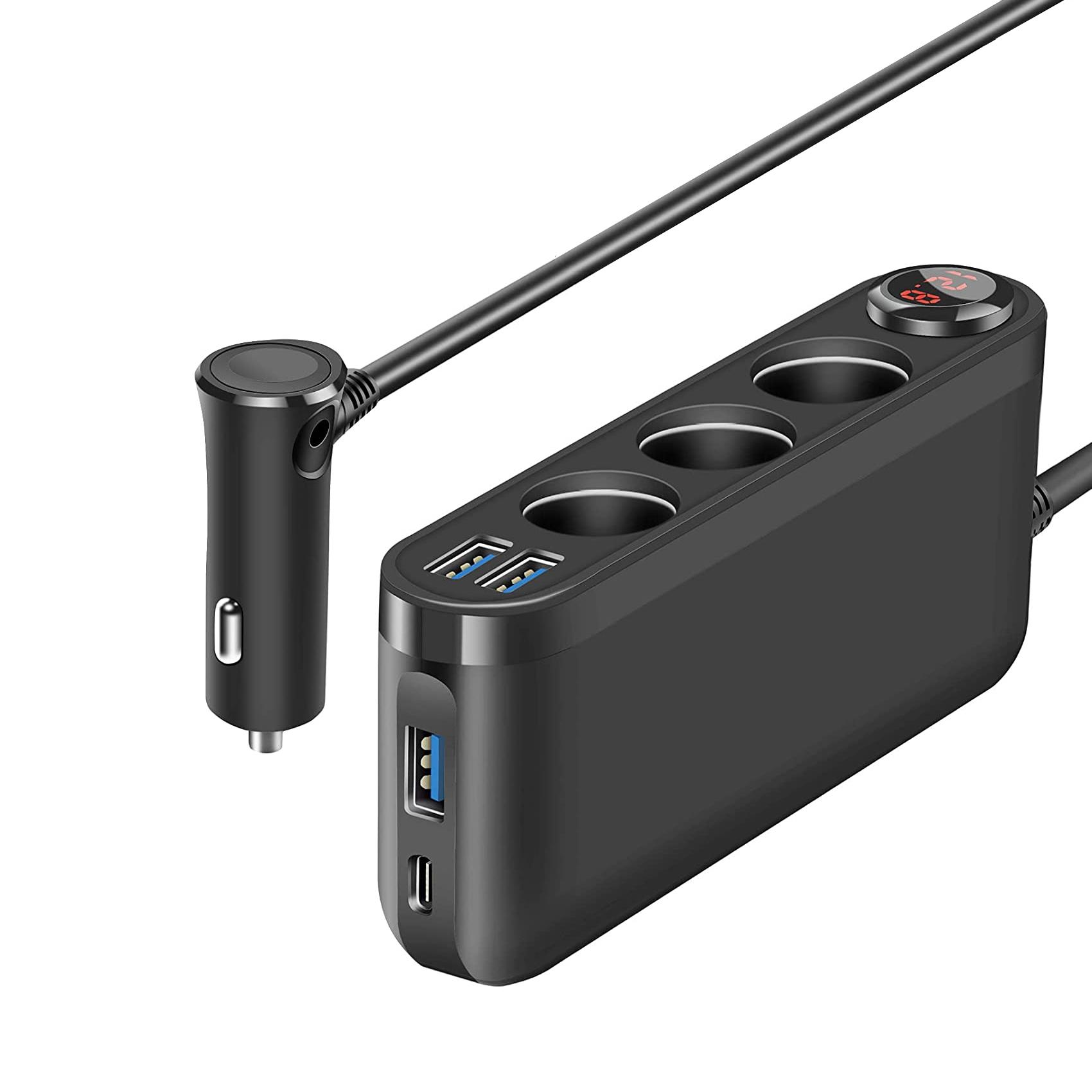 

Extractme автомобильный адаптер прикуривателя разветвитель 120 Вт QC3.0 USB быстрое зарядное устройство 4-портовая розетка с вольтметром авто 4 USB Changer