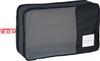 Double-Zipper Box-Shaped Travel Pouch with Double-Double Gusset (M) Black