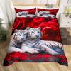 White Tiger Duvet Cover Set Queen Size Wildlife Comforter Covers Animal Print Bedding Set For Boys Girls Kids Art Bedroom Decor