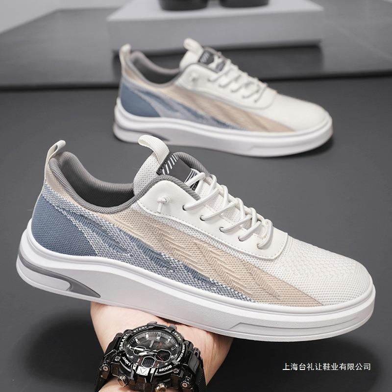 Men's Shoes Summer Fly-woven Mesh Breathable Casual Sports Lightweight Soft Sole One Pedal Youth Work Versatile Board Shoes