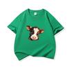 Kids Pure Cotton T Shirt Adorable Brown Baby Cow Print Crew Neck Short Sleeve Tee Casual Boys Girls Summer Tops