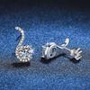 S925 Sterling Silver Moissanite S-shaped Stud Earrings - Light Luxury European & American Style for Women
