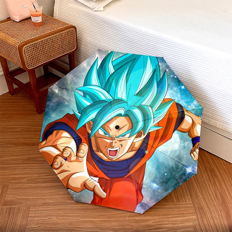 Dragon Ball Figures pattern, automatic folding umbrella, portable and foldable design, 8 ribs, a Christmas or birthday gift.