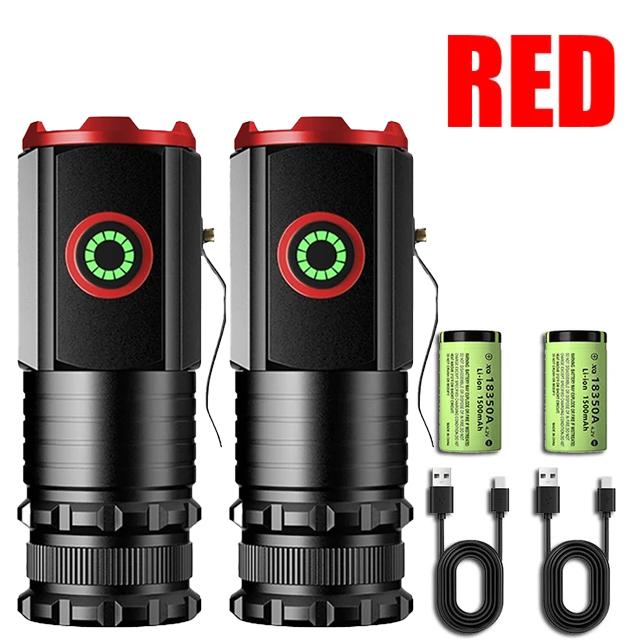 Powerful Mini LED Flashlight High Quality Aluminium Alloy Torch Type-C Rechargeable 18350 Battery With Tail Magnet Flashlight