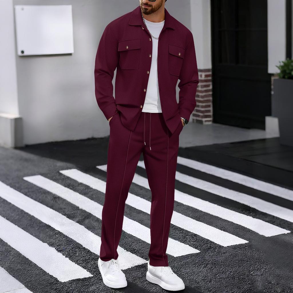 Spring And Autumn Men's Long Sleeved Pants Jackets And Versatile Casual Pants Men's 2pcs Clothing Set