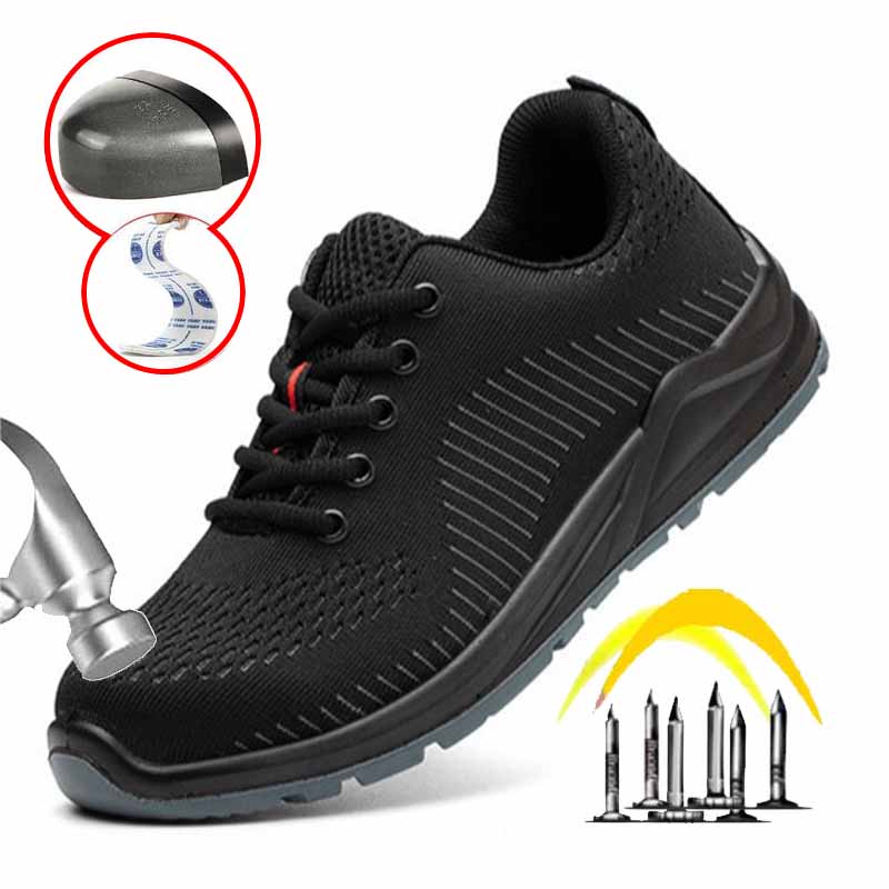 

Oulylan Security Work Shoes Lightweight Safety Work Shoes Breathable Steel Toe Safety Boots For Men Women Male Work Sneakers 39