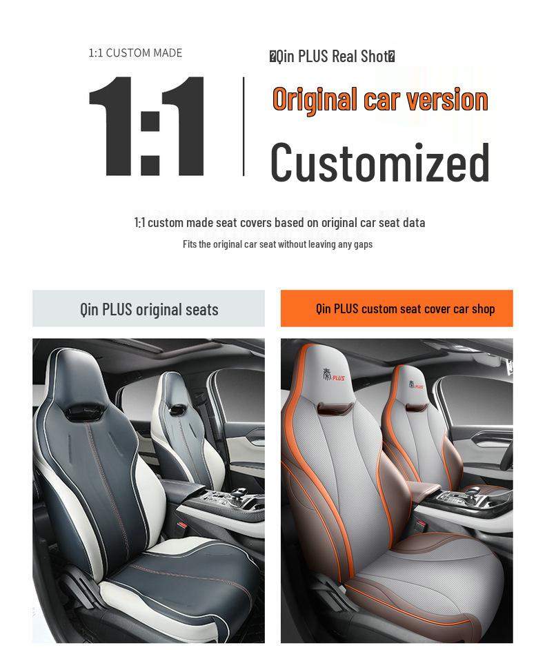 BYD Qin Plus DMI Seat Covers: Full Wrap, 24 & 23 Models, Four Season Compatible, Plus/EV Car Seat Cushions.