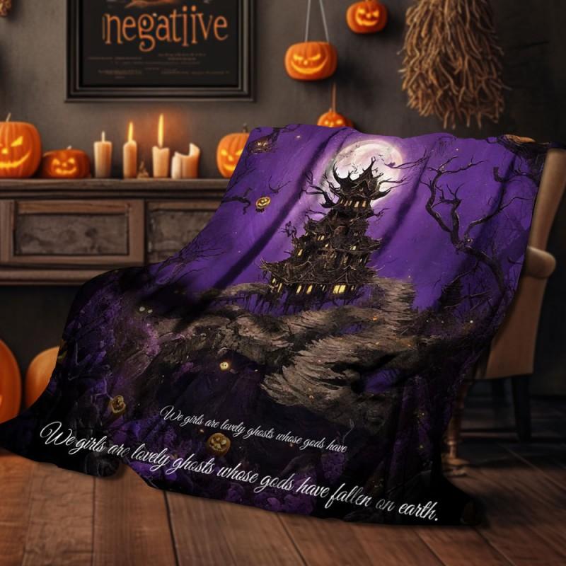 Halloween Print Flannel Blanket Soft Cozy Throw Bed Sofa Plush Fleece 70x100 To 150x200cm