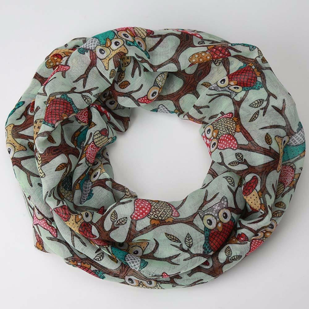 Women Ladies Owl Pattern Print Scarf Warm Wrap Shawl