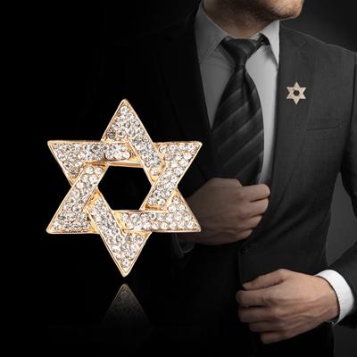 Six-pointed Star Brooch Men's Suit Collar Pin Men's Suit Accessories Niche Design Hipster Flash Star Badge Pin, Ideal Choice for Gifts