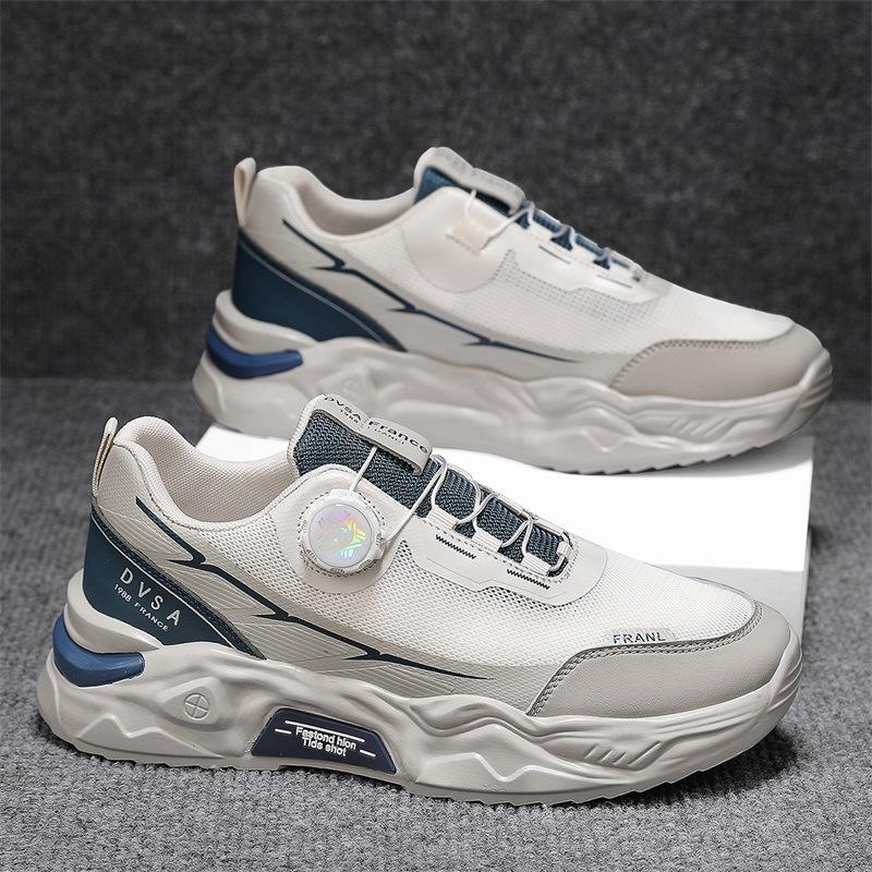 

Мужская обувь летняя тонкая сетчатая дышащая вращающаяся кнопка спортивная для бега повседневная нескользящая сетчатая обувь для работы папе модная обувь 44