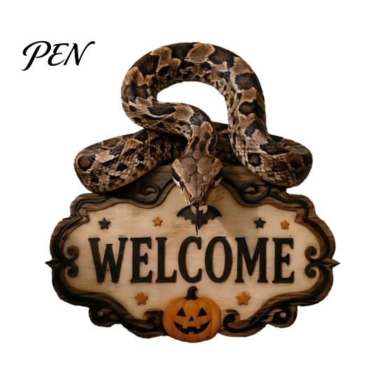 Outdoor Party Decorations Halloween Wooden Welcome Sign, Spooky Skull Frog Crow Witch Door Hanger, Hanging Plaque 2D Wall Sign for Home Decor Creative