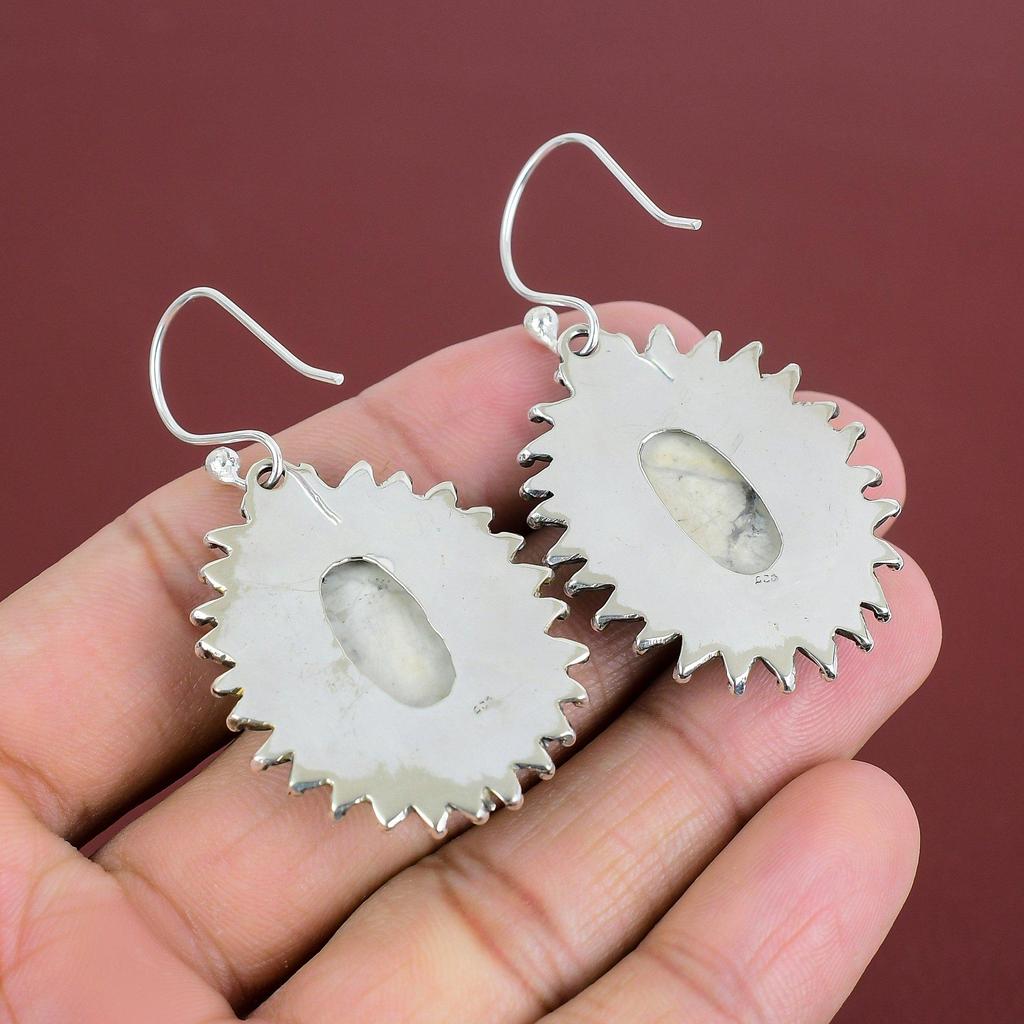 Howlite Earring Genuine Gemstone Earring 925 Sterling Silver Earrings Dangle Earring Handmade Silver Jewelry Gifts For Women Howlite Jewelry