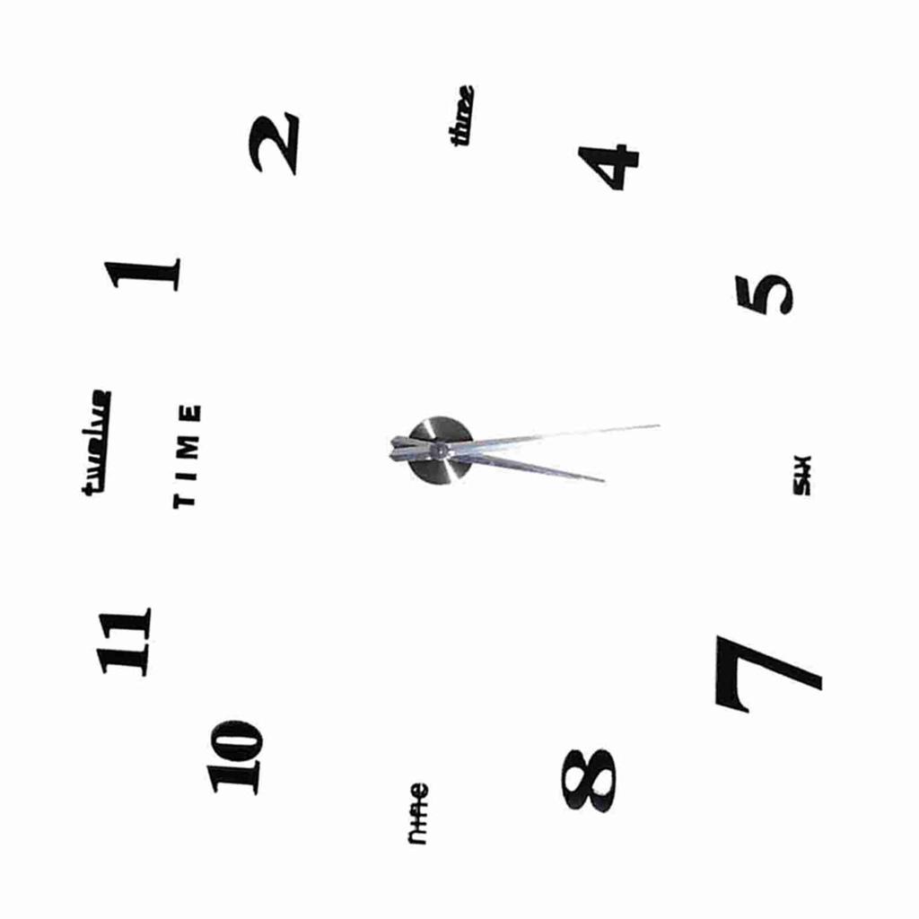 Modern DIY Large Wall Clock Kit 3D Mirror Surface Sticker for Home Office Room