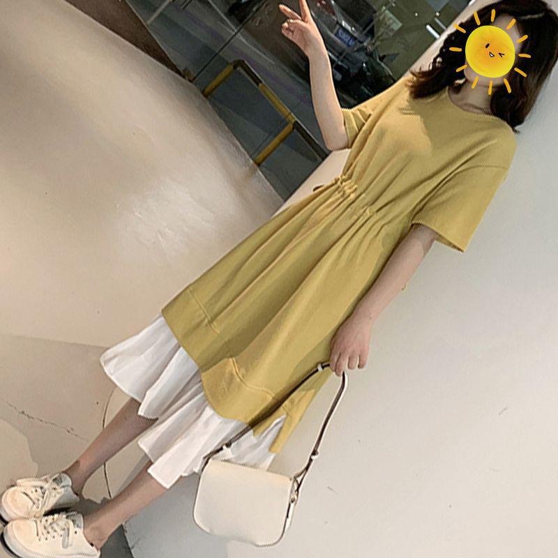 2026 New Summer A-line Dress with Loose Two-Piece Look and Short-Sleeved T-shirt