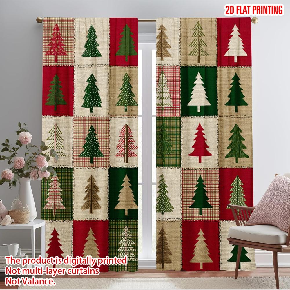 

2pcs,2D plane printing Contemporary Curtains Christmas patchwork2 Polyester Easy Install (without rod) Decorations Outdoor for 52.50×116.00 CM 2pcs