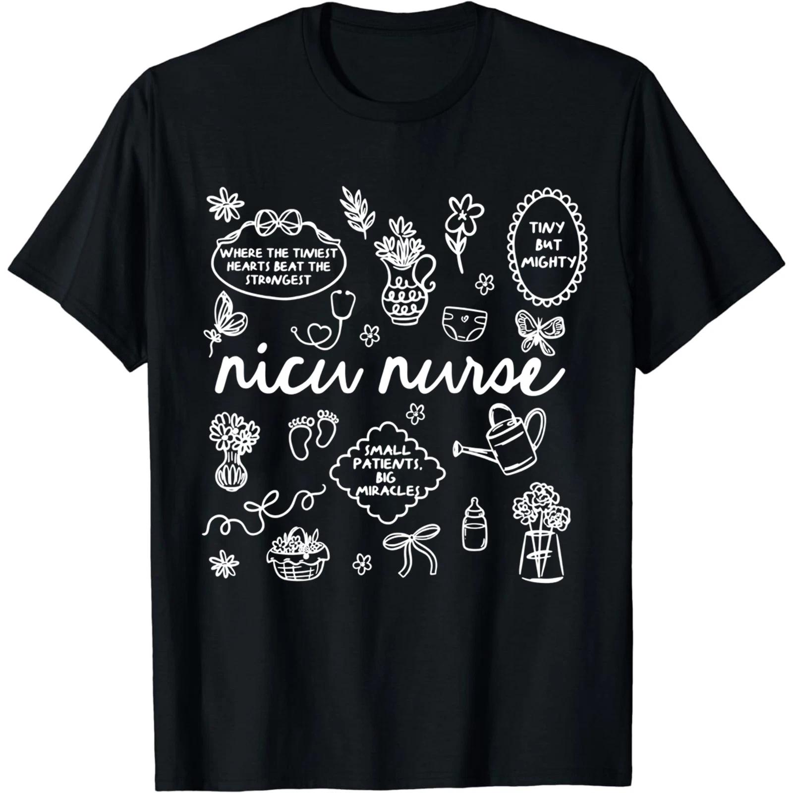 Cute NICU Nurse Graphic Tee Small Patients Big Miracles Nursing Life Shirt XXL