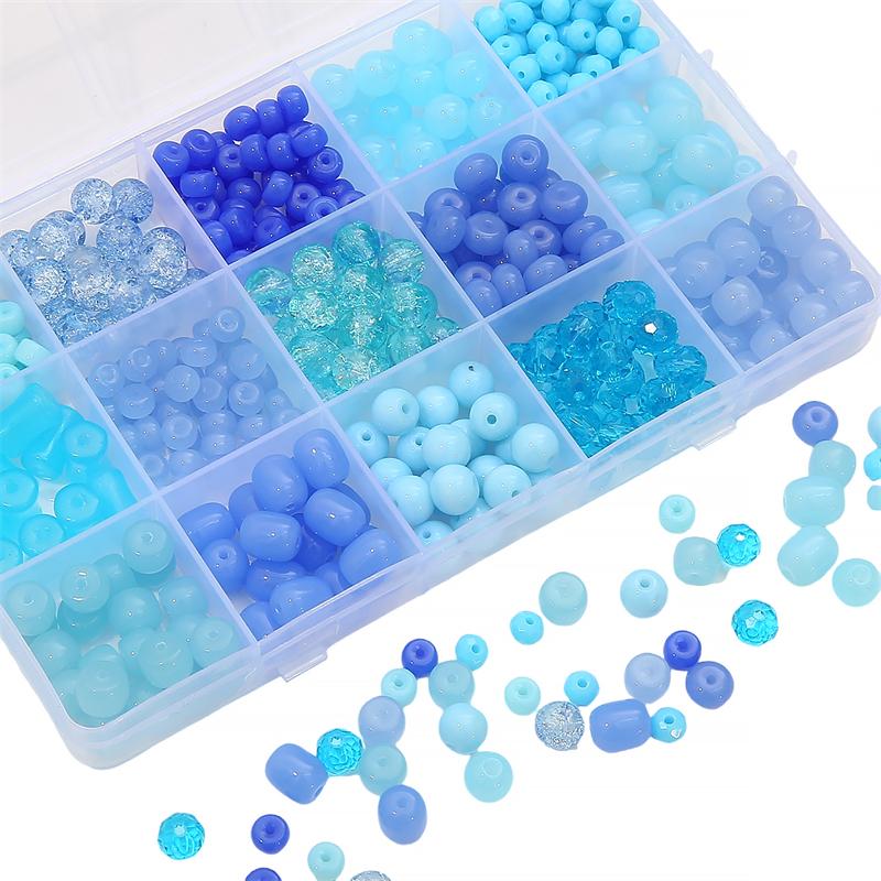 20pcs Blue Color Crystal Glass Loose Space Beads for Bracelet Necklace DIY Jewelry Craft Making Beads