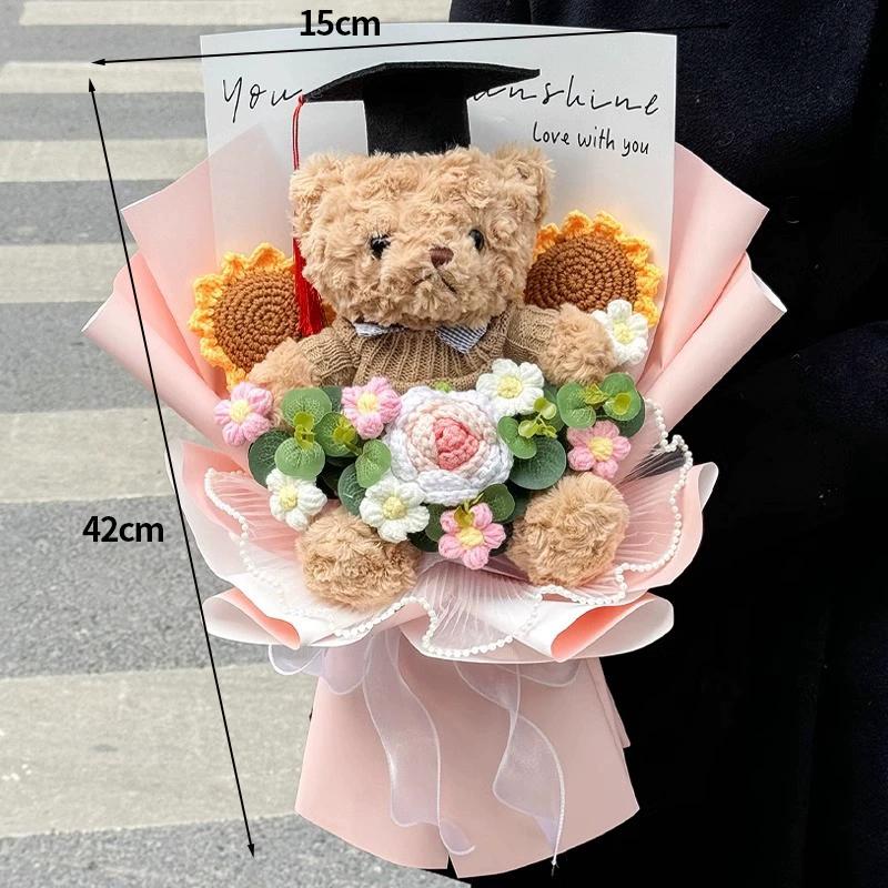 Crochet Flower Bouquet Graduation Bouquet Gifts Artificial Flower Handmade Sunflowers Teacher'S Day Mother'S Day Gifts