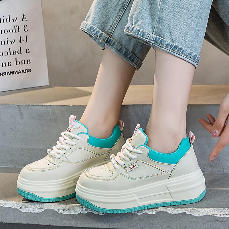 Fujin 6.5cm Genuine Leather Women Casual Shoes Platform Wedge Women Fashion Sneakers Chunky Shoes Summer Vulcanize Skateboard