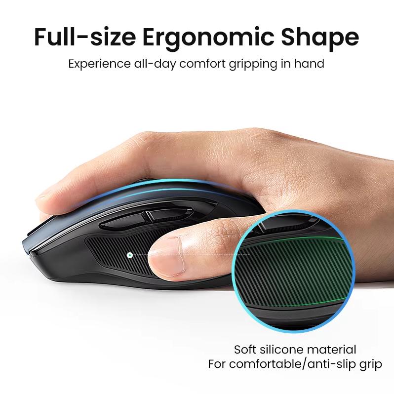 Ugreen Wireless Bluetooth Dual-mode Mouse, Office Light Sound, Suitable for Apple, Huawei, Laptop, iPad, Ergonomic Mouse