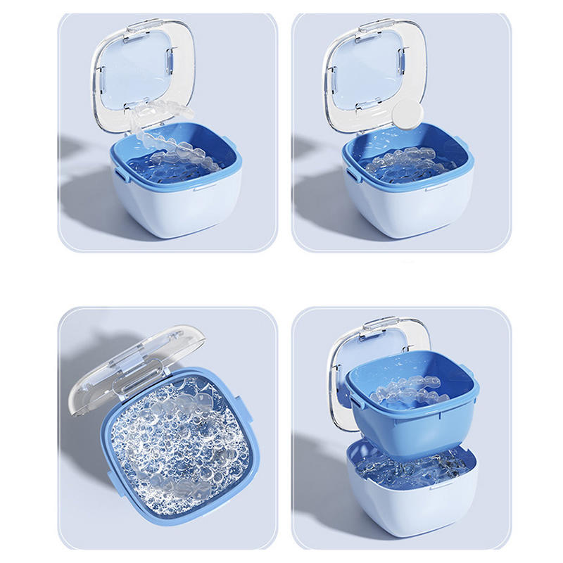Lock Case Portable Mouth Protection Box Oral Cleaning Fake Dental Prosthetics Storage Box Dental Appliance Orthodontic Box