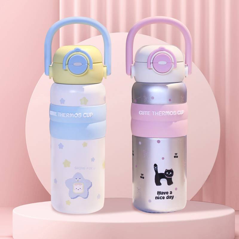 Starry Bear Travel Mug With Vacuum Insulation And Double Drinking Lid For Outdoor Use