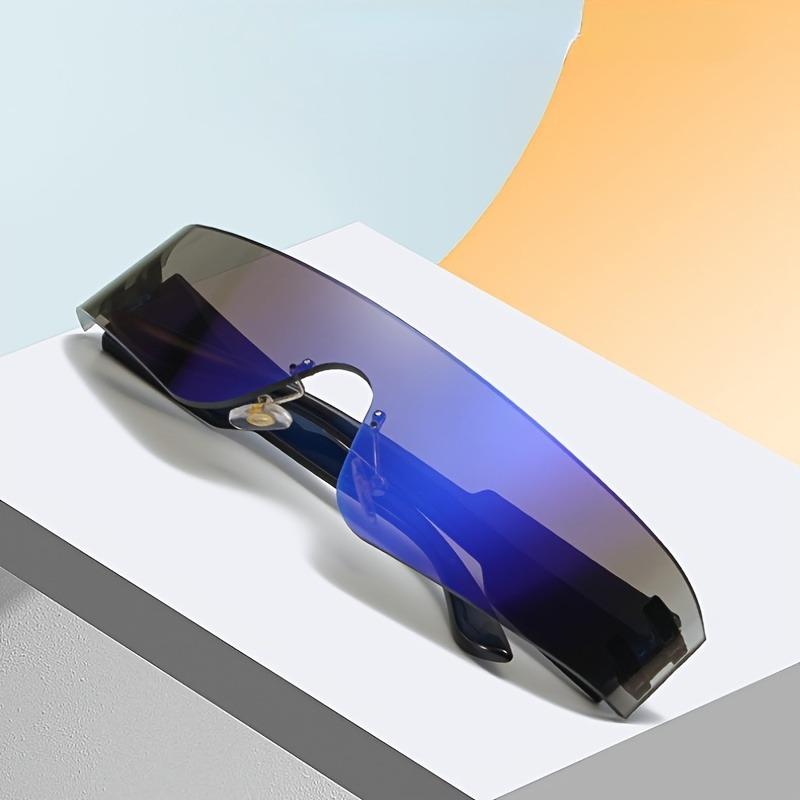 2pcs of Frameless Wrap-Around Glasses for Women Punk Style Futuristic Tint Y2K Flat Top Iridescent Fashion Glasses for Men