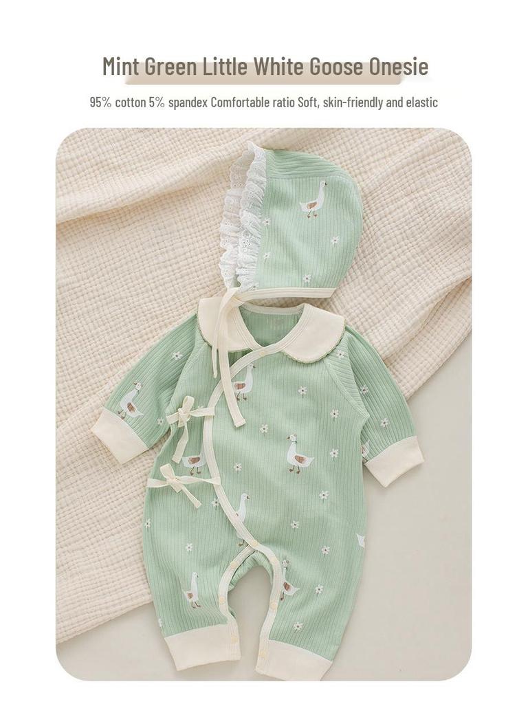 Four Seasons Newborn Baby Romper with Belly Protection: Spring-Autumn Long Sleeve Bodysuit